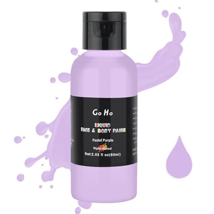 Go Ho Pastel Purple Face Body Paint(2.1 oz),Pastel Purple Makeup Water Based Face Paint and Body Paint for Airbrush Makeup Special FX, Cosplay, and Halloween Make up - color: Pastel Purple
