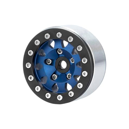 4PCS 1.55 Inch Aluminum Alloy Metal Beadlock Wheel Rim Hubs Replacement Accessory for AX90069 D90 TF2 CC01 Tamiya 1/10 RC Crawler Car Upgrade Parts(10Holes-Black Blue) - color: 10holes-black Blue