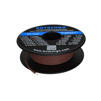 BNTECHGO 14 Gauge Silicone Wire Brown 50ft Stranded Tinned Copper Wire | Flexible 14 AWG Stranded Wire Silicone Rubber Insulation For RC Models, Drone, Robot, Battery, EV Charger, 3D Printer, DIY - color: Brown, size: silicone wire 50ft