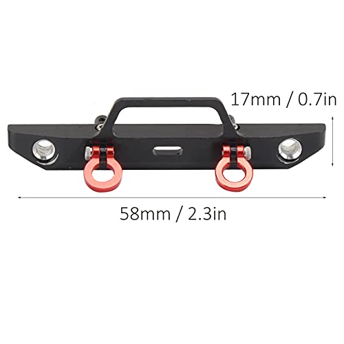 1/24 RC Car Front Bumper, Aluminum Alloy Metal Bumper Upgrade Parts Accessories with 2 Screw for SCX24 90081 RC Crawler Car (Black) - color: Black