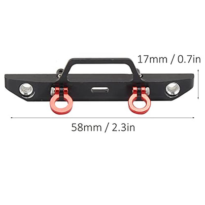 1/24 RC Car Front Bumper, Aluminum Alloy Metal Bumper Upgrade Parts Accessories with 2 Screw for SCX24 90081 RC Crawler Car (Black) - color: Black