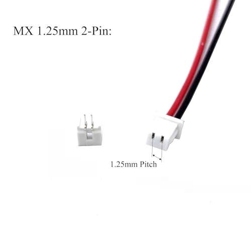 60 Pairs MX 1.25mm Pitch Plug Socket Set, Micro MX JST 1.25mm 2 Pin Male and Female Connector Kit with 28AWG 150mm Cable for PCB Wiring - size: 1.25mm Pitch-2Pin-15cm