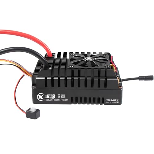 XC E3 Sensored Brushless ESC for RC Car, 6-12S Lipo,300A Continuous Current,10-25A、6.0/7.4/8.4V BEC,Applicable to 1/5,Support Turbo Timing and APP Control - size: E3