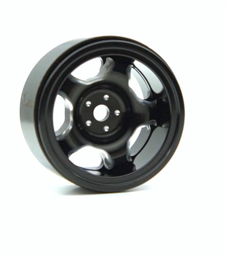 RC 1.0 Beadlock Wheels Offsets -2 Aluminum Rims for AX24 1/18 TRX4M All 1/24 Scale SCX24 Deadbolt RC Crawler Car Wheels Upgrades 4Pc (Black) - color: Black