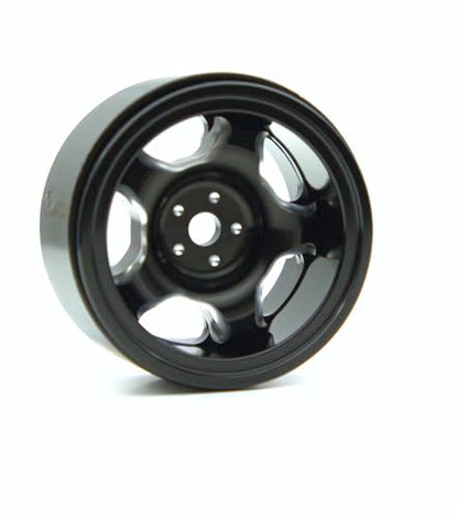 RC 1.0 Beadlock Wheels Offsets -2 Aluminum Rims for AX24 1/18 TRX4M All 1/24 Scale SCX24 Deadbolt RC Crawler Car Wheels Upgrades 4Pc (Black) - color: Black