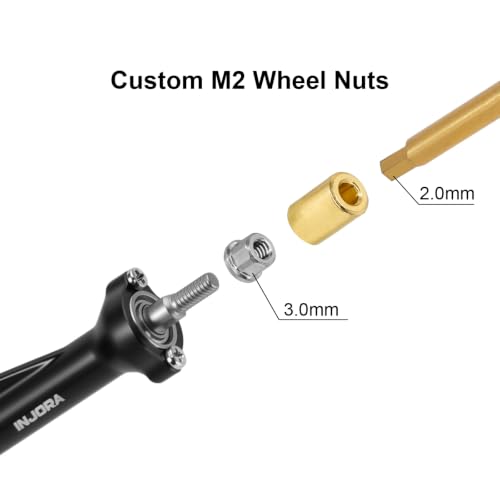 INJORA +3mm Planet Axles with Brass Steering Knuckles for Axial SCX30