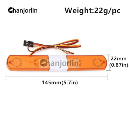 1/10 RC Car Simulation Police Lights Multi-Function Flash LED Lamp Nine Flashing Light Modes for 1/8 Crawler Off Road Rally Truck Cars HSP Traxxas Tamiya RC4WD Axial Arrma (Yellow 145mm) - color: Yellow 145mm