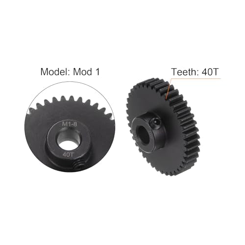 uxcell Mod 1 40T Pinion Gear 8mm Bore Hardened Steel Motor Rack Spur Gear for RC Car Truck Gear Drive