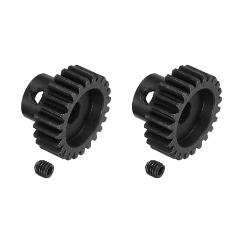 MECCANIXITY 2 Pcs RC 32P Hardened Pinion Gear 5mm Shaft, 24T Motor Gears Carbon Steel for 1/10 RC Model Car Boat Drone - style: 24T