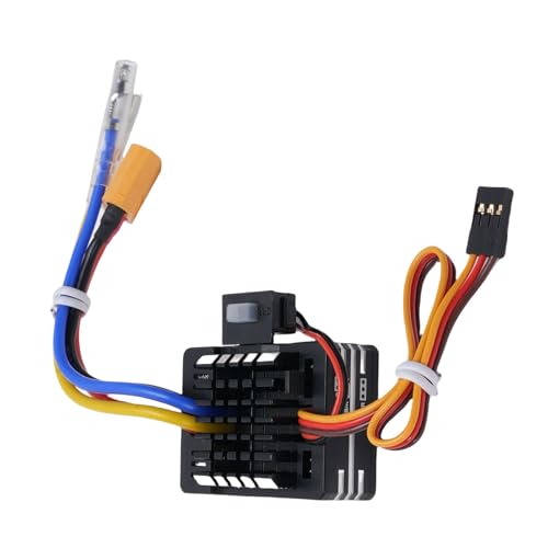 CHICIRIS 80A Brushed ESC Electronic Speed Controller, with T Plug XT60 Plug for 1/10 RC Car RC Boat 540 550 750 Motors (Black) - color: Black
