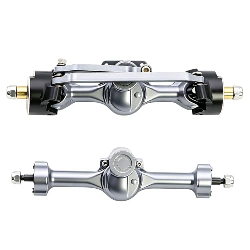 Aluminum Front Rear Axles Set Assembly with Steering Link Brass Steering Knuckles CVD for Axial SCX30 Bronco Wrangler K10 1/30 RC Crawler Car ﻿ (Titanium) - color: Titanium