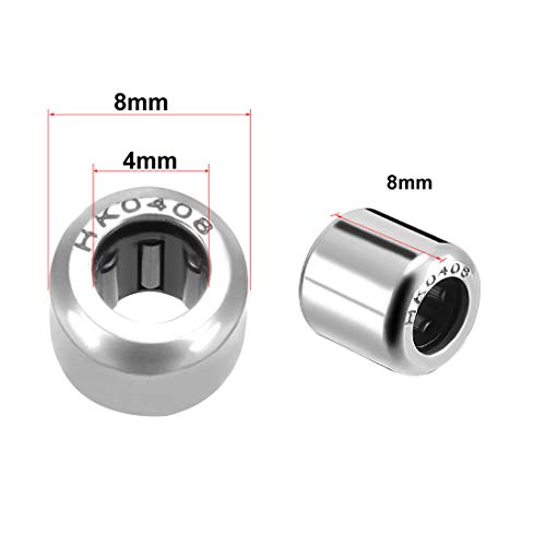 uxcell HK0408 Drawn Cup Needle Roller Bearings, Open End, 4mm Bore Dia, 8mm OD, 8mm Width (Pack of 10) - size: 4x8x8mm