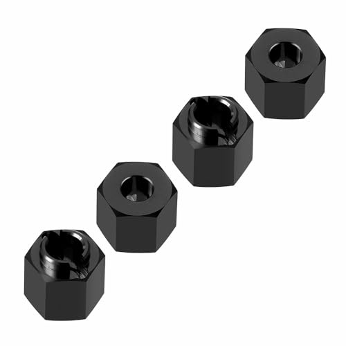 MOHERO CNC RC Wheel Hex Hub Adaptor for 1/18 RC Rock Crawler Redcat Ascent-18 Upgrade Parts (Black) - color: Black