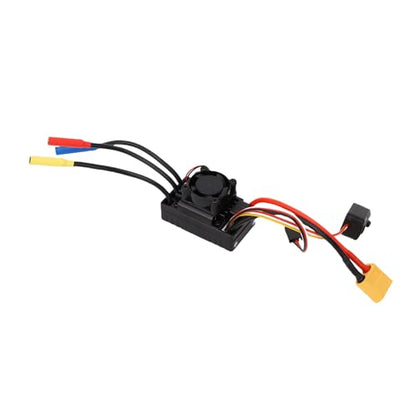 Yunseity Brushless ESC 60A, RC Electronic Speed Controller Replacement for 1:10 Buggy On Road Off Road, Brushless RC Car ESC with Cooling Fan, Motor Controller for Hobby