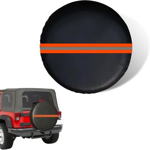 Car Spare Tire Cover, PVC Thickened Scratch-Resistant Spare Tire Storage Bag, Reflective Waterproof Sunscreen Storage Pouch with Elastic Rope, Universal for Most Vehicles (Orange)
