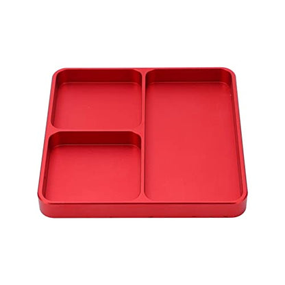 RC Model Repair Screw Tray, Magnetic Tool Tray for RC Car Maintenance, CNC Aluminum Alloy Organizer with Magnetic Pads for Remote Control Vehicles Aircraft Helicopters (Red) - color: Red