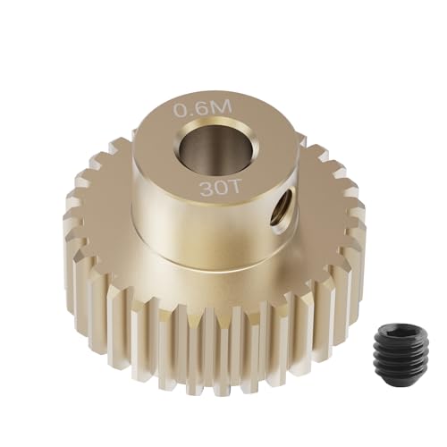Pinion Motor Gear, M0.6 30T, 1/8 in (3.175mm) Shaft Hole | M0.6 Pitch 30 Teeth, 7075 Aluminum Alloy, 1/8 Inch Shaft Hole, RC Motor Pinion Upgrade, for 1/10 RC Brushless Crawler - size: M0.6 30T