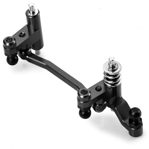 Aluminum Alloy Steering Assembly Set Servo Saver Steering Bellcranks & Drag Link Spring Retainer Parts Compatible with Traxxas 1/18 LaTrax Teton RC Car Upgrades (Black) - color: Black