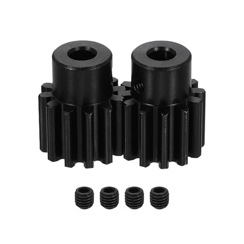 uxcell 2Pcs 1.5 Mod 12T Spur Gear 6mm Bore, 1045 Steel Pinion Gear Black Surface Treatment, 20° Pressure Angle, for Spur Rack and RC Model Car or Motor DIY(14mm) - size: 1.5 Mod 12T, 6mm x 14mm