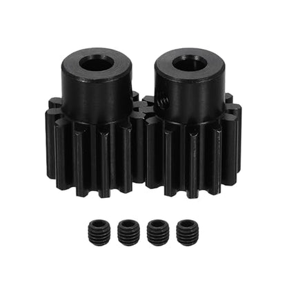 uxcell 2Pcs 1.5 Mod 12T Spur Gear 6mm Bore, 1045 Steel Pinion Gear Black Surface Treatment, 20° Pressure Angle, for Spur Rack and RC Model Car or Motor DIY(14mm) - size: 1.5 Mod 12T, 6mm x 14mm