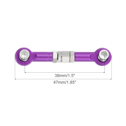MECCANIXITY 4 Pcs Steering Servo Turnbuckle Rod RC Aluminum Alloy Linkages for HSP 1/10 94123 On-Road RC Car (Purple, 38mm) - color: Purple, size: 38mm