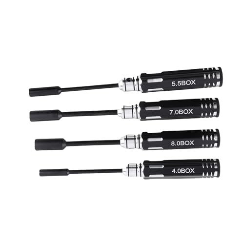 JTLB 4pcs Hex Socket Nut Driver Set Hex Wrench Set Key 4.0MM 5.5MM 7.0MM 8. with Aluminum Alloy Handle for RC Cars Model Airplanes