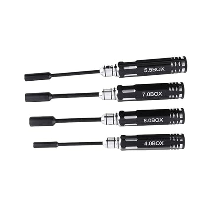 JTLB 4pcs Hex Socket Nut Driver Set Hex Wrench Set Key 4.0MM 5.5MM 7.0MM 8. with Aluminum Alloy Handle for RC Cars Model Airplanes