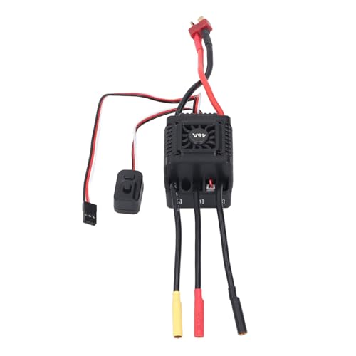 45A Brushless ESC for /10 Short Course Truck, Aluminum Heatsink Electronic Speed Controller Compatible with Sensored Sensorless Motors, Low Latency High Efficiency RC Racing and