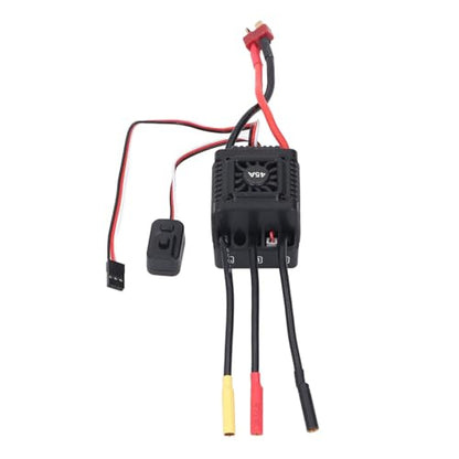 45A Brushless ESC for /10 Short Course Truck, Aluminum Heatsink Electronic Speed Controller Compatible with Sensored Sensorless Motors, Low Latency High Efficiency RC Racing and