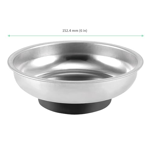 FUNSUEI 8 Packs 6 Inches Magnetic Tray, Stainless Steel Magnetic Bowl, Round Magnetic Parts Tray for Pins, Screws, Bolts, Nuts, Small Parts - color: Silver, size: 8PCS 6In