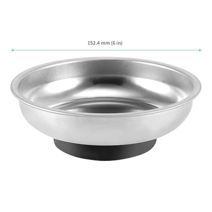 FUNSUEI 10 Packs 6 Inches Magnetic Tray, Stainless Steel Magnetic Bowl, Round Magnetic Parts Tray for Pins, Screws, Bolts, Nuts, Small Parts - color: Silver, size: 10PCS 6In