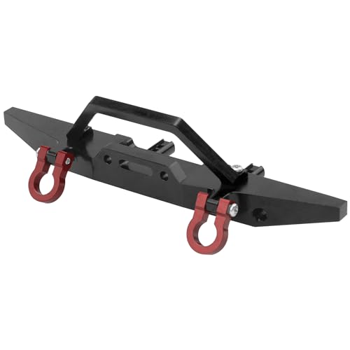 Aluminum Front Rear Bumper & Trailer Hook Compatibke with MN Model MN128 MN-128 1/12 RC Car (Black) - color: Black