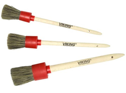 VIKING Car Detailing Brush Set for Car Cleaning Kit, Super-Soft Bristles for Exterior Detail, Includes Small, Medium, and Large Diameter Brush Heads, 3 Pack, Red - color: Red