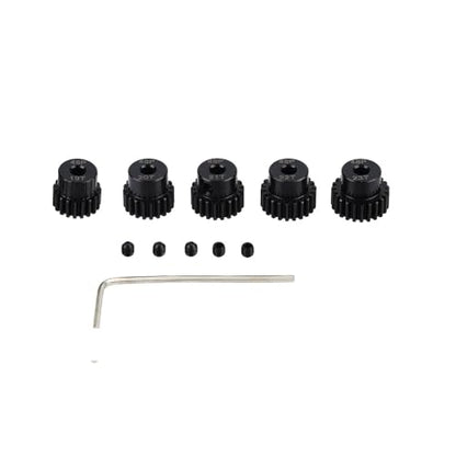 48P Hardened Steel Upgrade Pinion Gear Set: 19T 20T 21T 22T 23T fit 3.175mm (1/8-Inch) RC Motor Shaft (Work with Steel Spur Gear) for RC Cars, Set of 5