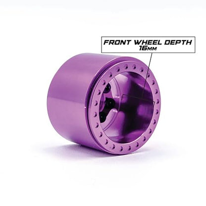 1UP Wheels 1.0" Island Ultra Wide Premium Wheels | Purple | for Axial SCX24, AX24, Traxxas TRX4-M, Redcat Ascent-18, FMS FCX18, 7mm Hex Vehicles - Aluminum Beadlock Wheels - color: Purple