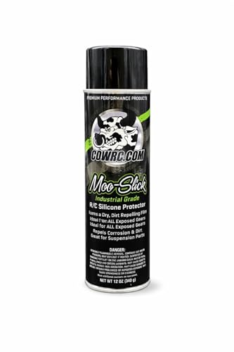 CowRC Moo-Slick Silicone Spray RC Lube & Protectant | 12oz Non-Toxic Silicone Lubricant for Tires, Plastics, Bearings & Seal Protecting RC Vehicles. Cow RC