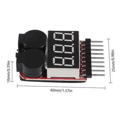 6pcs Lipo Battery Checker RC Battery Low Voltage Buzzer Alarm Voltage Tester Monitor for 1-8S Lipo Life LiMn Li-ion Battery