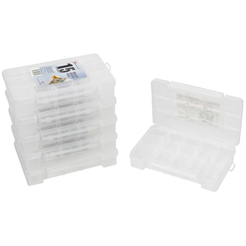 Akro-Mils 05805 Plastic Portable Parts Storage Case for Hardware and Crafts with Hinged Lid and 4 Adjustable Dividers, (11-Inch x 7-Inch x 2-3/8-Inch), Medium, Clear, 6-Pack - size: Medium, style: 6-Pack