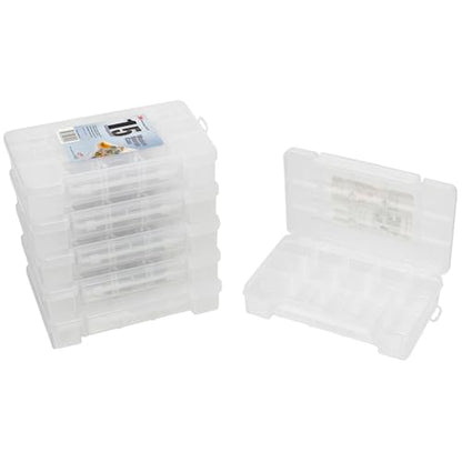 Akro-Mils 05805 Plastic Portable Parts Storage Case for Hardware and Crafts with Hinged Lid and 4 Adjustable Dividers, (11-Inch x 7-Inch x 2-3/8-Inch), Medium, Clear, 6-Pack - size: Medium, style: 6-Pack