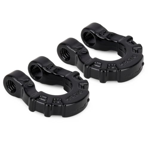 4Pcs Metal Tow Shackle Trailer Buckle for SCX10 TRX4 1/10 RC Crawler | Durable metal shackles, compatible with CC01 D90 D110 TF2. Perfect for tow hook upgrade,off-road crawler accessories.4-pack. - color: Black