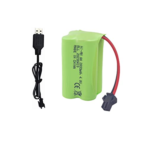 sea jump AA 4.8V 2800mah SM-2P Plug Battery with USB Charging Cable for Electric Toy Robot RC Boat Battery 1/28 Stunt RC Car C128 1/28 NB2801 NB2802 NB2803 Double-sided Roll Spinning Stunt Car Battery