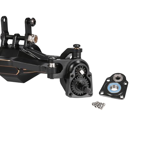 AMK Aluminum TRX4M Axles, CNC TRX4M Portal Axles Front & Rear Set with Steering Link, Aluminum Alloy Housing with Brass Hex for 1/18 RC Crawler TRX4M Defender Bronco Upgrade Parts (Black) - color: Black