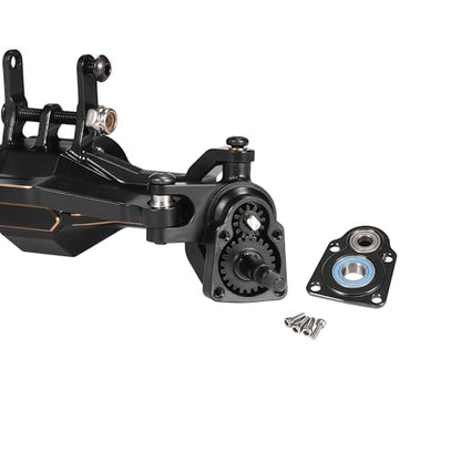 AMK Aluminum TRX4M Axles, CNC TRX4M Portal Axles Front & Rear Set with Steering Link, Aluminum Alloy Housing with Brass Hex for 1/18 RC Crawler TRX4M Defender Bronco Upgrade Parts (Black) - color: Black