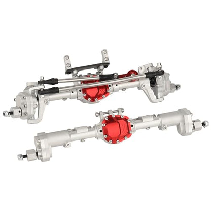 CNC Anodized Complete Front & Rear Portal Axle for 1/10 RC Crawler Car Axial SCX10 II Deadbolt 90046 90047 SCX10 90028 90027 Metal Upgrade Parts (Silver) - color: Silver