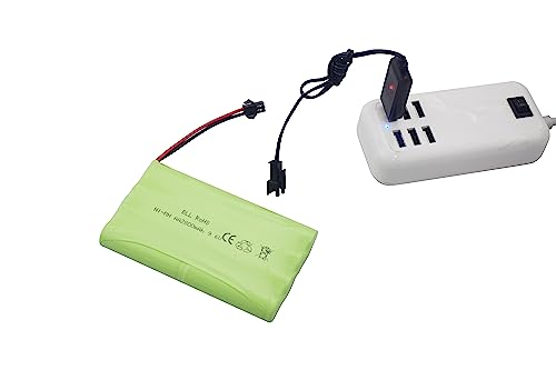 9.6V 2800mah AA Rechargeable Battery with SM-2P Plug with USB Charging Cable for RC Toys Cars Trucks Tanks Engineering Vehicles Remote Control Boats Electric Toys Rechargeable Batteries