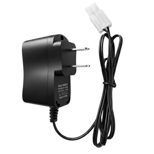 RC Battery Charger for 7.2V NiMH/NiCd Battery Packs, 250mA AC Plug Charger with Standard Tamiya Connector for RC Excavator RC Cars RC Tanks RC Truck 7.2V Battery Charger