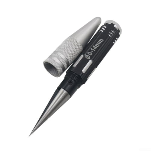 Hole Expander Tool, 0-14mm Stainless Steel Taper Reamer for Plastic, Spiral Shell Hole Opener with Orange Coating Handle for RC Car Model Kit
