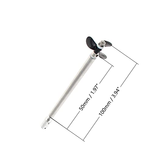 RC Boat Drive Shaft Kit for 2mm, 100mm Shaft 50mm Sleeve 3-Blade D36mm Propeller | Coupler & Joint Set, Complete Propulsion Assembly for RC Model - size: 2.00MM