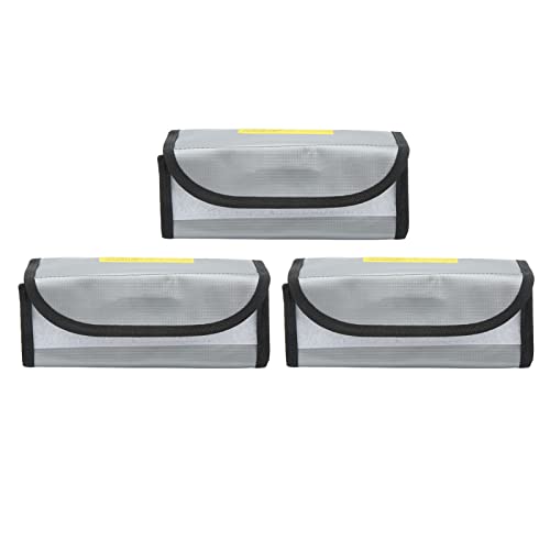 Fafeicy Fireproof Explosionproof Lipo Battery Safe Bag 2PCS 185x75x60mm with Airflow Isolating PVC Fiber for Lipo Battery Storage Transport and Charging