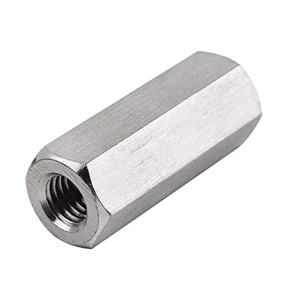 M10 X 1.5-Pitch 60mm Length Hex Width17mm Metric Hex Coupling Nut 304 Stainless Steel Rod Coupling Nuts Pack of 2